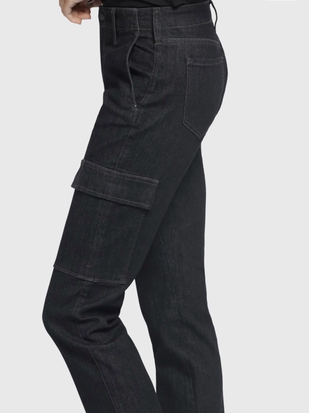 NYDJ Women’s Black Straight Cargo Jeans | SHERI SLIM CARGO HOLLYWOOD